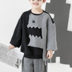 Custom Kids Splicing Pullover Sweater | Custom Kids Fashion Sweatshirt | High Street Streetwear Pullover - Image 5