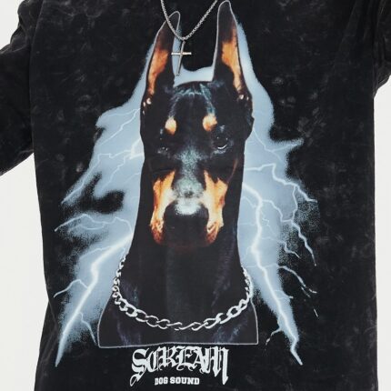 Stone Washed T shirt | DTF Heat Transfer | Dobermann Graphic | 230 250 GSM | Cotton Jersey | Custom Streetwear T-shirt