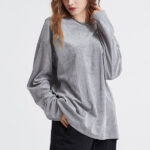 Custom Women's Long Sleeve Sweatshirt| Wholesale Blank Casual Oversize Unisex Sweatshirt| High Street 100% Cotton Sweatshirt - Image 3
