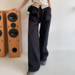 Custom Women's Autumn Turn-up Waist Design Pants|Wholesale Wide-leg Mopping Pants|Custom High Street Pants - Image 5