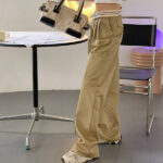 Custom Women's Autumn Turn-up Waist Design Pants|Wholesale Wide-leg Mopping Pants|Custom High Street Pants - Image 4