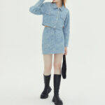 Custom Women's Jeans Set| Embossing Trendy Casual Jeans Dress Set| Button Fashion Street Tide Set