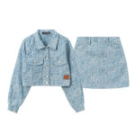 Custom Women's Jeans Set| Embossing Trendy Casual Jeans Dress Set| Button Fashion Street Tide Set - Image 6