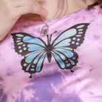 Custom Women's Tie-dye Crop Top| Neckless Women's T-shirts Manufacturer| 2022 New Butterfly Printing Crop Top From - Image 3