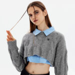 Crop Top Sweater | Women's Knitted | 100% Cotton | Oversized Fit | Long Sleeve | Streetwear Manufacturer - Image 5