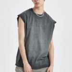 Wholesale High Street Wash T shirts| 100% Cotton Hip Pop Tank Top In Stock| Mens Casual Gradiant Sports T shirts On Sale - Image 6