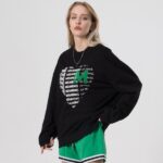 Custom Puff Print Sweatshirt Women Crewneck Cotton French Terry With Flocking - Image 6