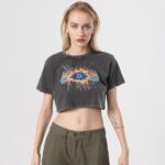 Custom Washed Printing Crop T-shirts| Custom Women's 100% Cotton Crop T-shirts| Wholesale Hip-pop Crop T-shirts
