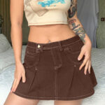 Custom Women's Sexy Slim Skirt | Autumn High Waist Skirt | Hot Girl Short Denim Pleated Skirt