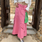 Custom Women's Tooling Denim Skirt | Autumn Heavy Industry Design Skirt | Multiple Pocket Umbrella Skirt - Image 5