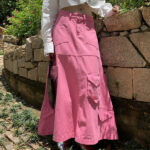 Custom Women's Tooling Denim Skirt | Autumn Heavy Industry Design Skirt | Multiple Pocket Umbrella Skirt - Image 3