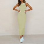 Wholesale Round Neck Pullover Dress| Women's Hollow-out Sexy Dress| Sleeveless Long Wrap-Hip Dress - Image 3