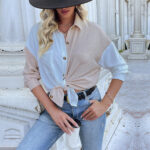 Custom Women's Stitching Contrast Color Shirts| Custom New Fashion Shirts| Wholesale Loose Casual Shirts - Image 5