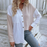 Custom Women's Stitching Contrast Color Shirts| Custom New Fashion Shirts| Wholesale Loose Casual Shirts - Image 4