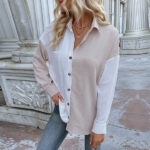 Custom Women's Stitching Contrast Color Shirts| Custom New Fashion Shirts| Wholesale Loose Casual Shirts - Image 3