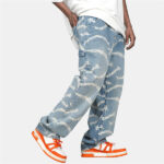 Custom Men's Hip-hop Loose Jean Pants| Custom Print Long Jean Pants| Wholesale Straight Jean Pants