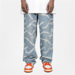 Custom Men's Hip-hop Loose Jean Pants| Custom Print Long Jean Pants| Wholesale Straight Jean Pants - Image 3