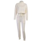 Hot Sale Women's Blank Tracksuit|Crop Hoodie And Elastic Waist Pants Sweatsuit|High Neck casual Two Piece Set - Image 6