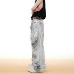 Vintage Double Waist Cargo Jeans | Distressed Wash | Wide-Leg Design | OEM Streetwear - Image 7