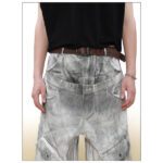 Vintage Double Waist Cargo Jeans | Distressed Wash | Wide-Leg Design | OEM Streetwear - Image 5