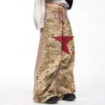 Camouflage Frayed Patchwork Wide-Leg Pants | Vintage Wash | Custom Streetwear Manufacturer - Image 6