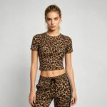Leopard Cropped Baby Tee | Slim Fit | Stretch Fabric | Casual Daily | Custom Streetwear Manufacturer