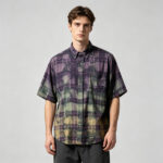 Spray Dye Plaid Short Sleeve Shirt | 100% Cotton turn-down collar | Custom Streetwear Manufacturer - Image 8