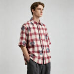 Heat Transfer Print Floral Plaid Short Sleeve Shirt | 100% Cotton | Custom Streetwear Manufacturer - Image 5