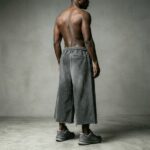 Washed DTG Print Pearl Bead Distressed Wide Leg Capri pants | Heavy French Terry Fabric | OEM Streetwear - Image 8