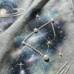 DTG Galaxy Print Pearl Bead Rhinestone Capri pants | French Terry Drawstring Waist | OEM Streetwear - Image 2
