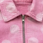 Washed Polka Dot DTG Print Distressed Cropped Canvas Jacket | Abrade Edge Full Zip Design | Custom Streetwear - Image 2