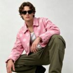 Washed Polka Dot DTG Print Distressed Cropped Canvas Jacket | Abrade Edge Full Zip Design | Custom Streetwear - Image 9