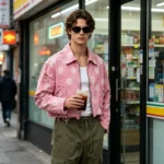 Washed Polka Dot DTG Print Distressed Cropped Canvas Jacket | Abrade Edge Full Zip Design | Custom Streetwear - Image 6