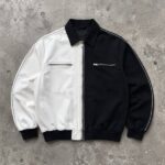 Black White Color Block Canvas Jacket | Heavy Cotton Twill Rib Cuff | Custom Streetwear Manufacturer - Image 10