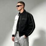 Black White Color Block Canvas Jacket | Heavy Cotton Twill Rib Cuff | Custom Streetwear Manufacturer - Image 8