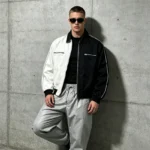 Black White Color Block Canvas Jacket | Heavy Cotton Twill Rib Cuff | Custom Streetwear Manufacturer - Image 4