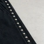 Washed Rivet Flame Graphic Rhinestone Hoodie Set | Hip Hop Street Daily Wear | Custom Streetwear - Image 5