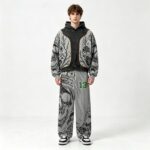Wash Screen DTG Print Hoodie Pant Set | Gothic Skull Floral Hip Hop Streetwear | Streetwear Manufacturer