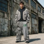 Wash Screen DTG Print Hoodie Pant Set | Gothic Skull Floral Hip Hop Streetwear | Streetwear Manufacturer - Image 4