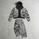 Wash Screen DTG Print Hoodie Pant Set | Gothic Skull Floral Hip Hop Streetwear | Streetwear Manufacturer - Image 7