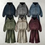 Washed DTG Print Full Zip Hoodie Set | Vintage Mineral Wash Tribal Graphic Zip Up Design | Custom Streetwear - Image 9