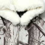 Tree Camo DTG Print Faux Fur Hood Trim Boxy Hoodie | Heavy fleece | Winter streetwear | Clothing Manufacturer - Image 3