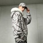 Tree Camo DTG Print Faux Fur Hood Trim Boxy Hoodie | Heavy fleece | Winter streetwear | Clothing Manufacturer - Image 8