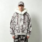 Tree Camo DTG Print Faux Fur Hood Trim Boxy Hoodie | Heavy fleece | Winter streetwear | Clothing Manufacturer - Image 10