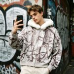 Tree Camo DTG Print Faux Fur Hood Trim Boxy Hoodie | Heavy fleece | Winter streetwear | Clothing Manufacturer - Image 6