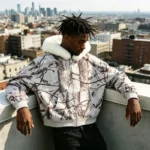 Tree Camo DTG Print Faux Fur Hood Trim Boxy Hoodie | Heavy fleece | Winter streetwear | Clothing Manufacturer - Image 4