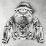 Vintage Washed Raw Fringe Stitching Boxy Cropped Hoodie | Heavyweight cotton | Grunge streetwear | OEM Streetwear - Image 10