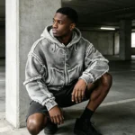 Vintage Washed Raw Fringe Stitching Boxy Cropped Hoodie | Heavyweight cotton | Grunge streetwear | OEM Streetwear - Image 5
