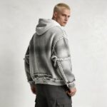 Vintage Washed Raw Fringe Stitching Boxy Cropped Hoodie | Heavyweight cotton | Grunge streetwear | OEM Streetwear - Image 9