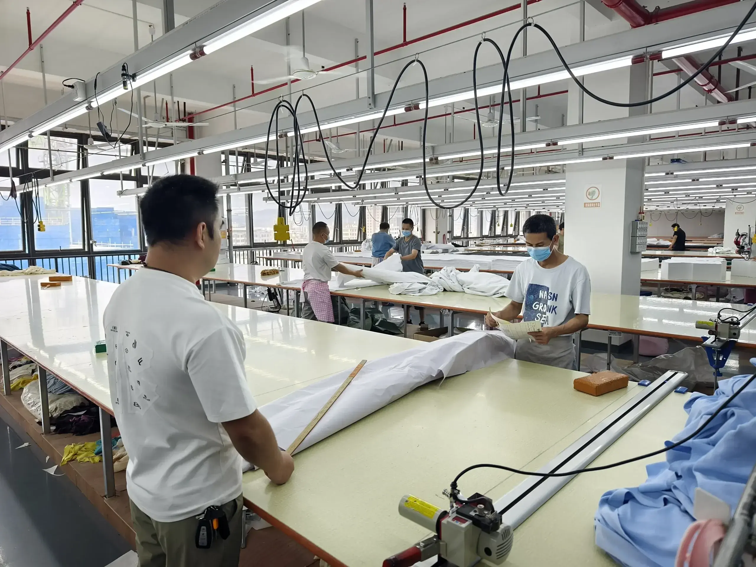 Fabric cutting area in the STX clothing factory